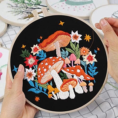 Louise Maelys Mushroom Embroidery Kit for Beginners, DIY Adults Needlepoint