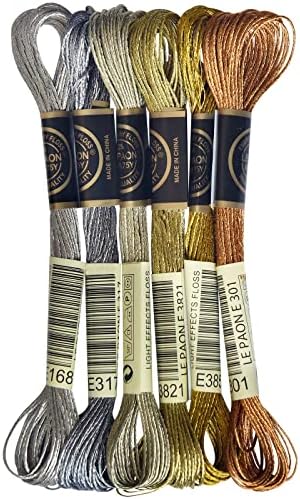 LE PAON Embroidery Floss Metallic Thread (Gold and Silver Series)