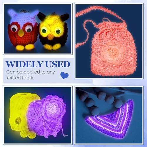 WILLBOND 5 Rolls Glow in The Dark Yarn Luminous Crochet Yarn for Crocheting DIY Knitting Glow Fingering Sewing Supplies for Halloween Arts Crafts Sewing Party, 54.7 yd Per Roll (Cute Colors)