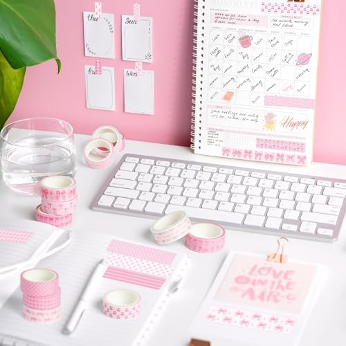 12 Rolls Pink Coquette Washi Tape Strong Adhesion for Journals