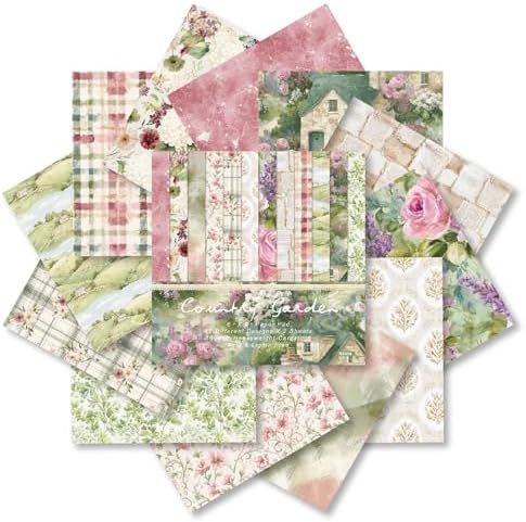 Spring Scrapbook Paper Pad Striate Flower Patterned Paper 6×6,24 Sheets Single-Sided Scrapbooking CardStock Papers Pad for Holiday Cardmaking DIY Origami Journaling.