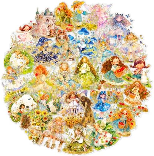 60Pcs Kawaii Girls Stickers for Journaling - Cute Sweet Cartoon Transparent Collage Scrapbooking Supplies Sticker Decal for Junk Journal Cards DIY Arts Crafts