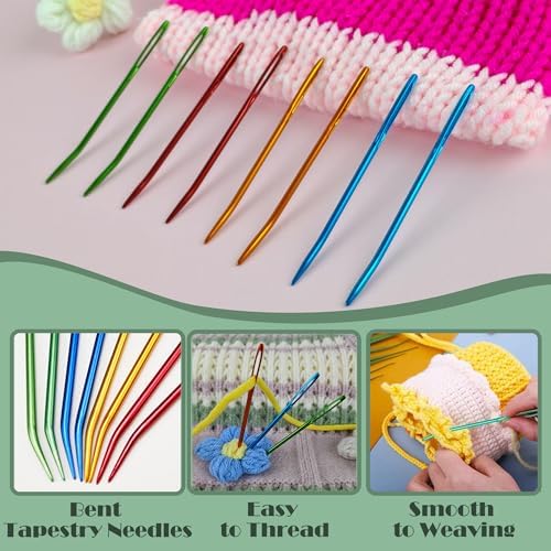 DeliaVo 49 Pcs Yarn Needles Set, Crochet Kit for Knitting Sewing Weaving
