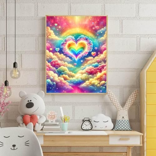 Axquilon Rainbow Heart Diamond Art Kits for Adults 12x16in