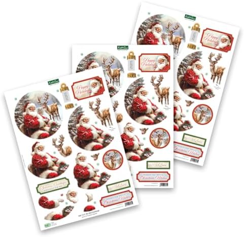 Katy Sue Christmas Ball Ornaments Die Cut Decoupage Selection Pack.12 Pre-Cut Die Cut Sheets for Christmas Card Making Supplies, Card Toppers & Papercraft Ball Ornaments (Baubles)