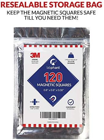 Magnetic Squares, 120 Pieces Magnet Squares (Each 20 x 20 x 2mm) on 4 Tape Sheets, with 3M Strong Adhesive Backing. Perfect for DIY, Art Projects, whiteboards & Fridge Organization (120 Pieces)