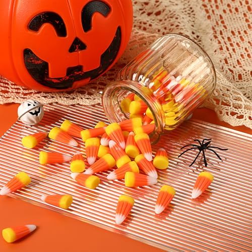 JUNEBRUSHS 50 Pcs Fake Candy Corn Resin Halloween Table Decorations