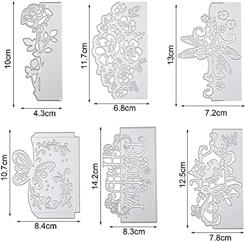 Patelai 6 Pcs Metal Cutting Dies Flower Butterfly Bird Card Making Dies