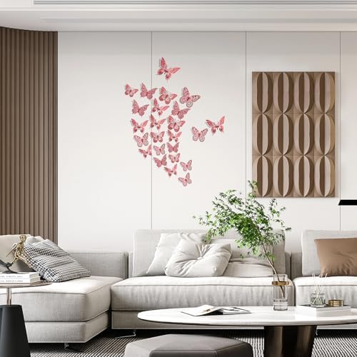 SAOROPEB 3D Butterfly Wall Decor 48 Pcs Blood Red Butterfly Decorations | 4 Styles 3 Sizes, Butterfly Birthday Decorations Butterfly Party Decorations Cake Decorations, Removable Stickers
