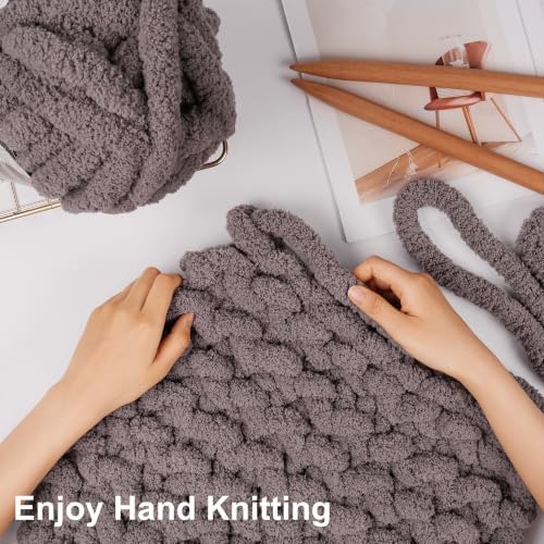 Chunky Yarn for Hand Knitting, #10 Chunky Blanket Chenille Yarn, Large Bulky Thick Jumbo Yarn, Super Chunky Knit Yarn for Crocheting, 8 Skein (8 oz 22 yds Each Skein), Sand