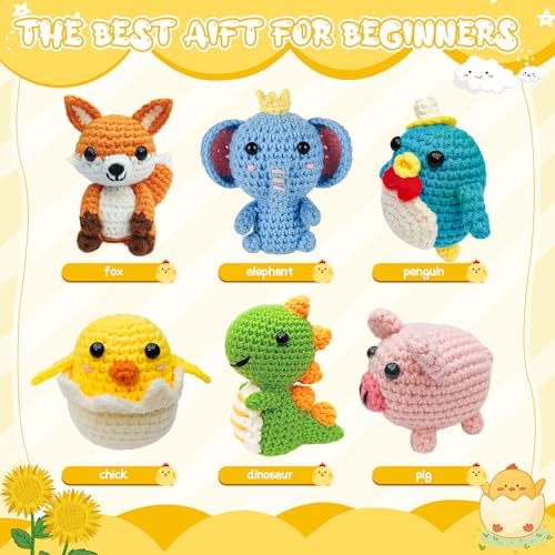 Mobelixy 6PCS Crochet Kit for Beginners, 2026 Christmas Knitting Kit with Step-by-Step Video Tutorials, Beginner Crochet Kit for Adults (Green)