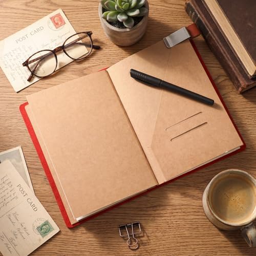 Thenshop Leather Travel Notebook 3 Inserts,Wine Red,A5 Size