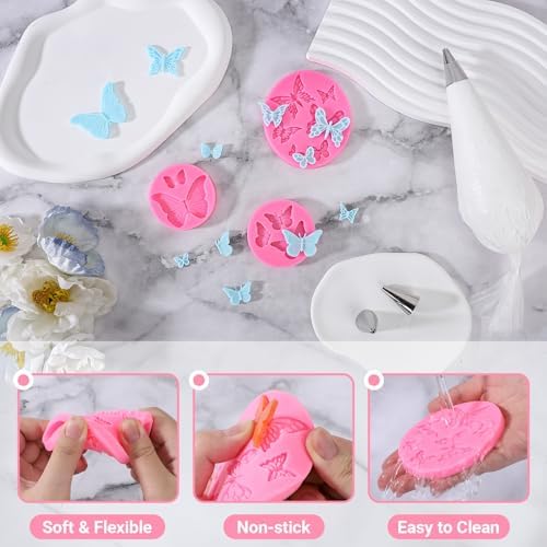 Beasea Silicone Molds, 6pcs Mini Butterfly Silicone Candy Fondant Chocolate Mold Mat Clay Tray Small Cake Decoration Sugar Cupcake Topper Handmade Craft