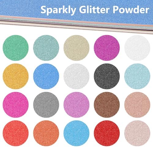 MIDELONG 20 Sheets Glitter Cardstock Paper, 10 Colors A5 Sparkly Card Stock Paper Glitter Paper for Cricut Art Crafts DIY Projects Card Making Scrapbooking