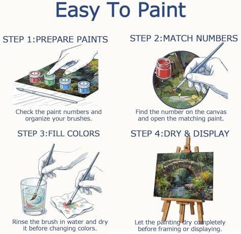 AuraDraw Stone Bridge Paint by Numbers Kit for Adults - DIY Stone Bridge Over River Painting on Canvas, Acrylic Paint Set or Home Decoration 16x20 Inch