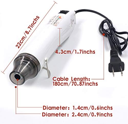 New Heat Gun,mofa Hot Air Gun Tools Shrink Gun with Stand For DIY Embossing And Drying Paint Multi-Purpose Electric Heating Nozzle 300W 110V (White,Gray)