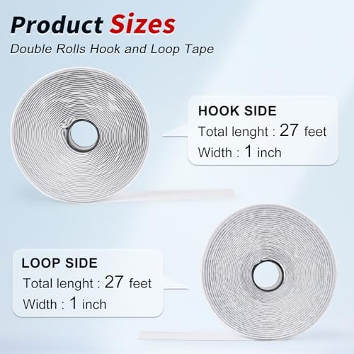 1 Inch x 27Ft Hook and Loop Strips with Adhesive, Double Sided Self Adhesive, Nylon Self Tape for Home Office School and Crafting