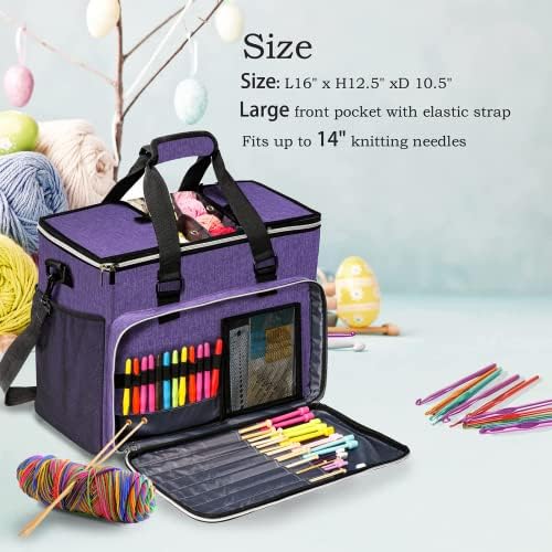 MYBAGZING Knitting Bag, Large Crochet Bag, Crochet Tote Bag, Yarn Bags for Crocheting, Yarn Storage Organizer for Knitting & Crochet Supplies