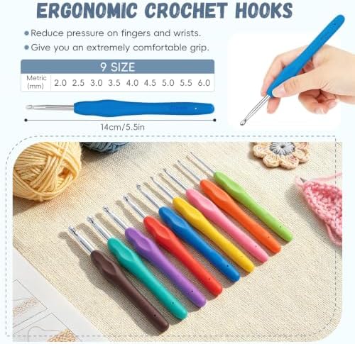 GMAK Crochet Kit for Beginners Adults, All in One Crochet Set Include Yarns