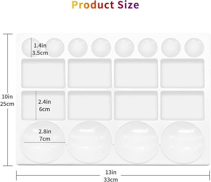 20 Well Watercolor Paint Tray Palette Pallet Acrylic Painting Mixing Plastic Artist Large Square Palette, 13 x 10 Inches, White, 1PCS