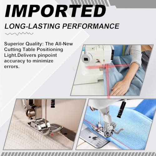 Magnetic Positioning Quilting Light for Sewing Machine, 3-in-1 Magnetic Seam Guide, Sewing Light Guide for Straight Stitching, Crosshairs and Dot Illumination Heads, Hands-Free Precision Sewing