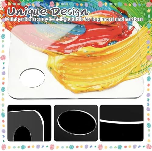 Hulameda 2Pcs Acrylic Clear Paint Palette with Thumb Hole,11.8 x 7.9In