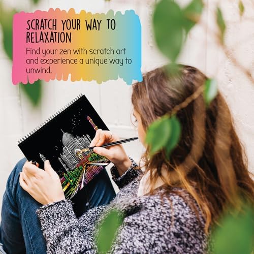 2-Pack Animals & City Scratch Art Book for Adults