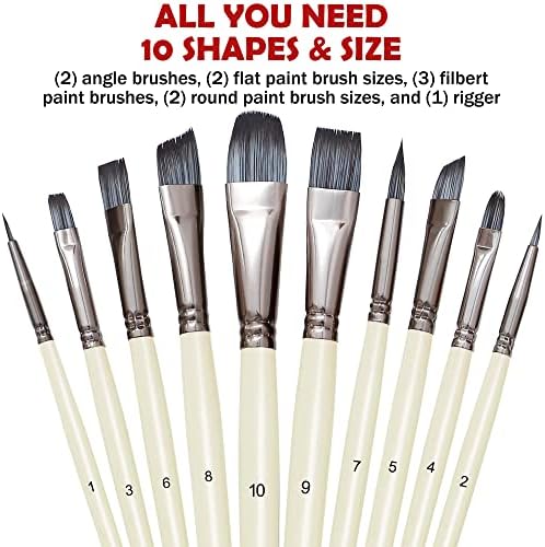 DUGATO Artist Paint Brushes Set 10pcs for Acrylic Oil Watercolor Gouache