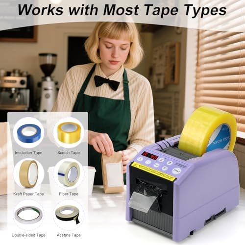 Ceramic Roller Enhanced Ribbon Cutting Machine, Automatic Tape Dispenser, 6-60mm Width, 5-999mm Length, Ideal for Restaurants, Business & Home