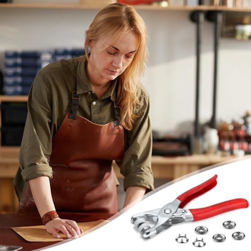 200 Sets Snaps for Fabric, Metal Snaps Buttons with Fastener Pliers Press Tool Kit for DIY Crafting, Clothing, Buttons for Clothes Sewing (9.5mm)