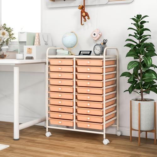 COSTWAY 20-Drawer Rolling Storage Cart, Utility Storage Organizer Cart