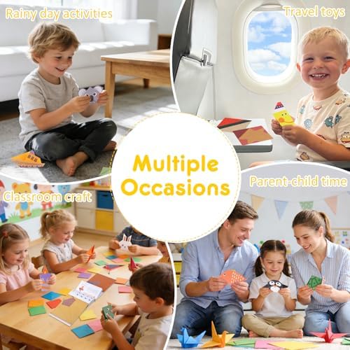 Origami Paper for Kids Ages 5-8,8-12, Double Sided Origami Kit 90 Patterns, Easy Fold Beginner Set with Guide Book, Summer Indoor & Classroom Crafts /DIY Birthday Holiday Gifts for Boys Girls