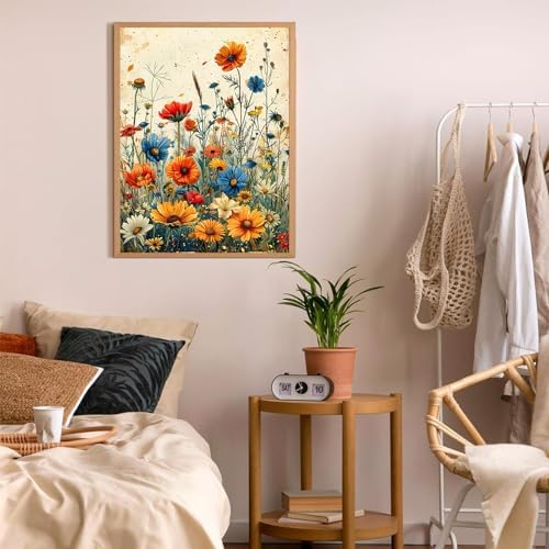 Benjenes Wild Flowers Diamond Art Kits for Adults, Diamond Painting Kits