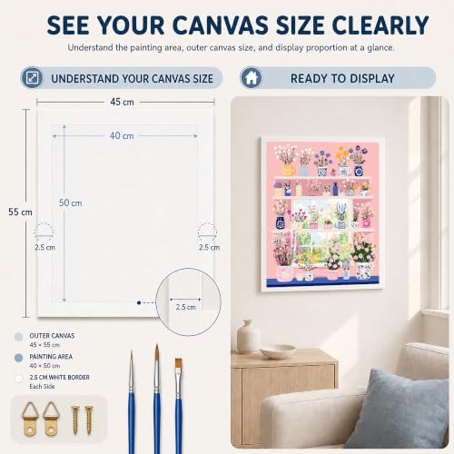 AuraDraw Flowers Paint by Numbers Kit for Adults Beginner, Flower Paint by Number Kits for Adults Canvas, Painting by Numbers Adult for Home Wall Decor(16x20inch)
