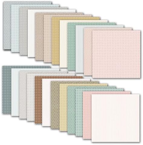 24 Sheets Beige Dot Scrapbook Paper 12x12 Inch 160gsm Double Side