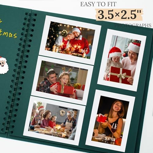 Scrapbook Photo Album 8"x8" 20 Sheets 40 Pages Hardcover Kraft Paper Green