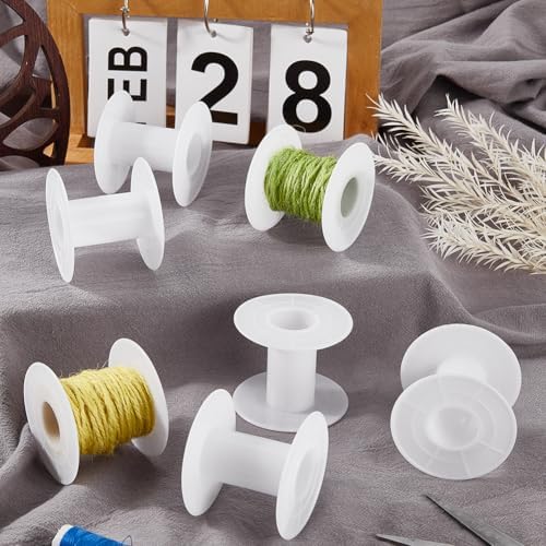 SUNNYCLUE 15Pcs 2.17in Empty Spool Ribbon Plastic Spool White Weaving Cord Wire Thread Chain Tape Organizer Holder Bobbin for Sewing Embroidery Yarn Arts Crafts Crochet Stitch Supplies Women Adults