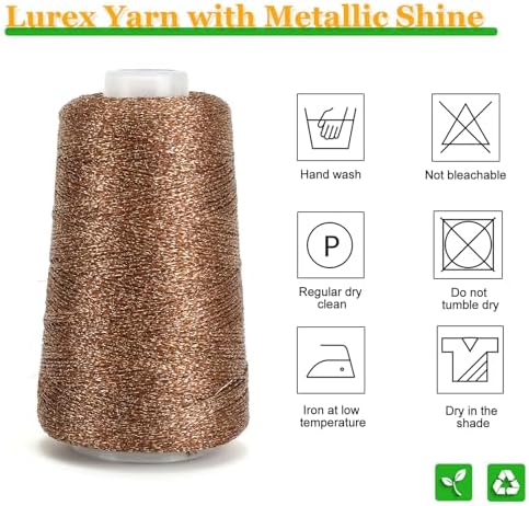 Metallic Crochet Thread, 80g Lurex Yarn for Charms(Bronze)