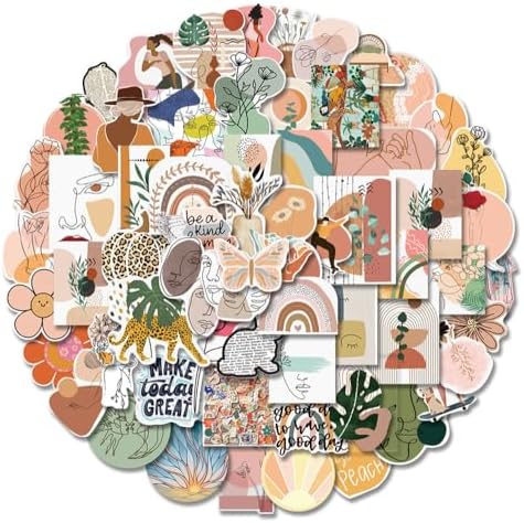 Retro Aesthetic Boho Stickers,100Pcs Mixed Vintage Decals for Adults Women, Cute Vinyl Waterproof Stickers Water Bottles Journaling Scrapbooking Laptop Phone Case Luggage Guitar