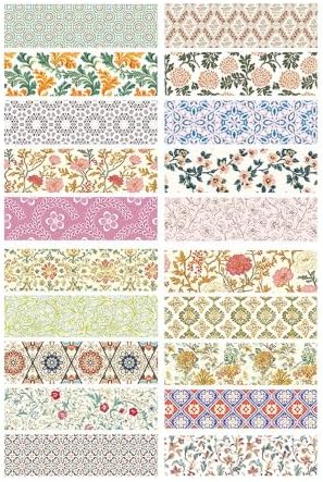 Autumn Botanical Washi Tape Set - 20 Rolls Fall Leaves Adhesive Tapes Arabesques Arts Decorative Masking Tape Sets for Craft, Kids, Scrapbook, DIY, Gift Wrapping (Warm Floral)