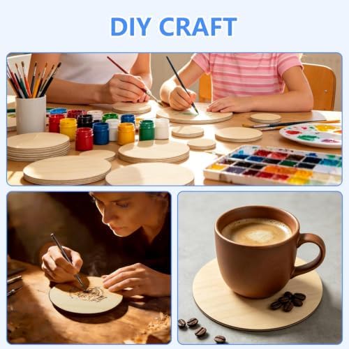 50PCS Wooden Round, Made of Basswood, 4 Inch Unprocessed Wood Pieces, Natural Star Shaped Wood Blanks, Suitable for DIY Painting, Pyrography, Staining, Carving and Other Crafts, and as Coasters