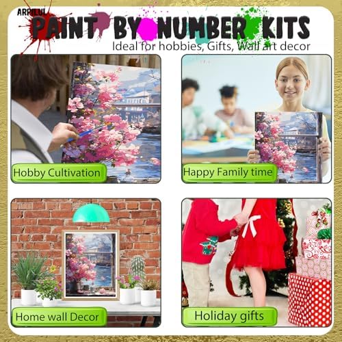 Arpilul Flowers Paint by Number for Adults-Paint by Numbers for Adults Beginner, Adult Paint by Number Kits on Canvas for Home Wall Art Decoration and Gifts 16x20Inch(Z-YH38)