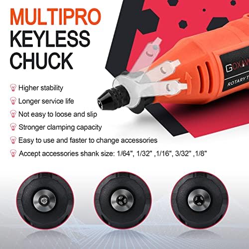 GOXAWEE Mini Rotary Tool Kit with Keyless Chuck & Flex Shaft -140Pcs, Red
