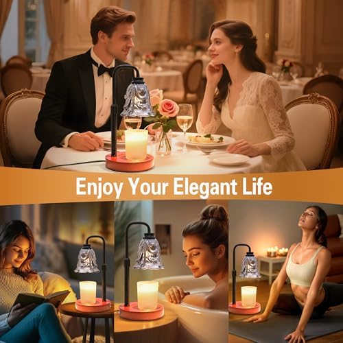 XJZJY Black Flower Candle Warmer Lamp with Timer, Birthday Gifts for Women | Dimmable wax melt warmer with 2 bulbs for jar candles, height adjustable, Black tulip design, home decor, housewarming gifts