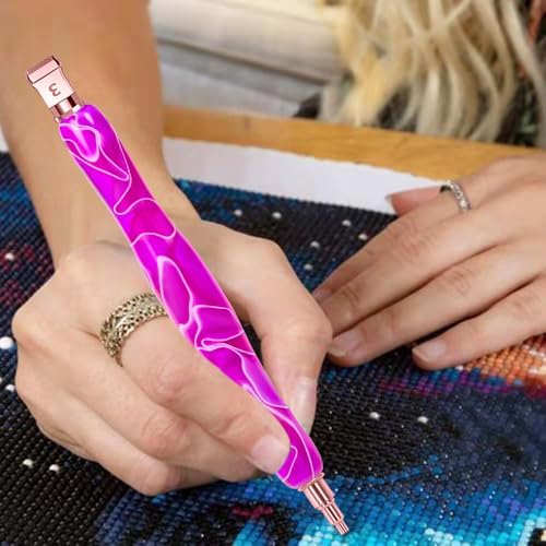 RaySoar Diamond Art Pens Diamond Art Tools Painting Pen with Screw Metal Tips Multi-Placer Tool Accessories for Adults Gem Rhinestone Picker Stylus Purple