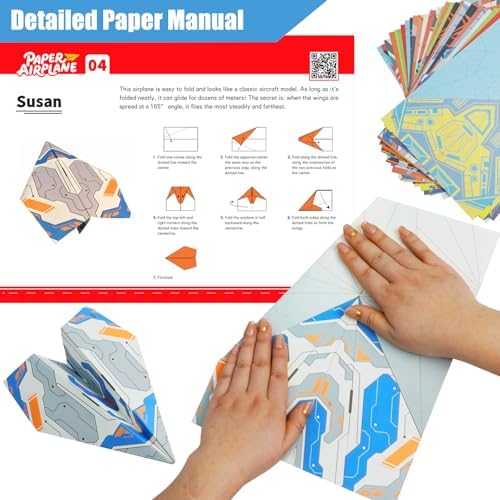 Paper Airplane Kits, Origami Kit for Kids 5-8 8-12, 12 Classic Origami Designs, 36 Sheets of Colorful Origami Paper, Crafts for Kids Activities, Airplane Gifts for Kids Ages 5-12 Boys and Girls