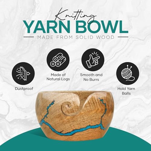 Wooden Yarn Bowls for Crocheting | Yarn Holder for Crocheting | Crochet Yarn Bowl | Knitting Bowl | Large Crochet Bowls for Yarn (Size-(6 * 3) inch)