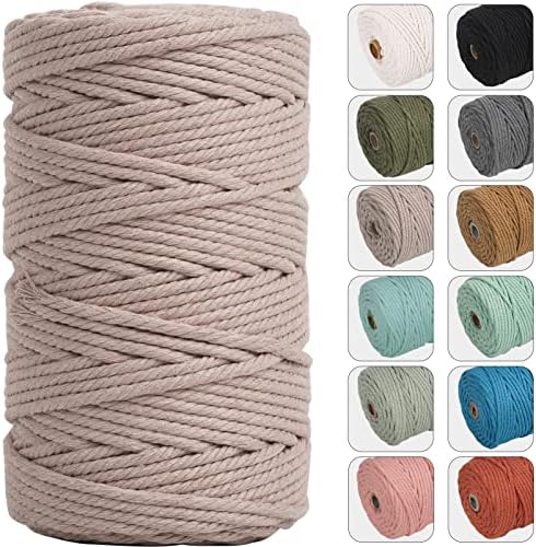 NOANTA 4mm 109yards Macrame Cord, Colored Cotton Macrame Yarn, Pink Gray