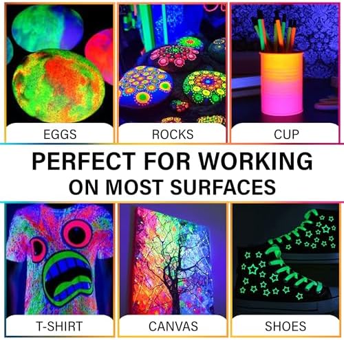 BLUEBIRD Studio Acrylic Paints, Neon Colors, 6-Pack 3.4 Fl Oz each, Basic Acrylic Paint For DIY Crafts & Beginner Artists