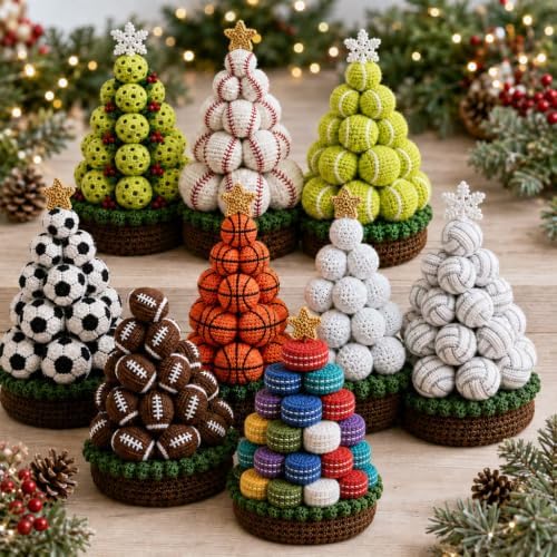 Crochet Kit Sports Ball Christmas Tree (Tennis-1)